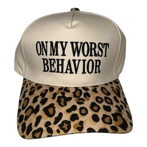 NEW “ON MY‎ WORST BEHAVIOR” Embroidered Leopard Cap